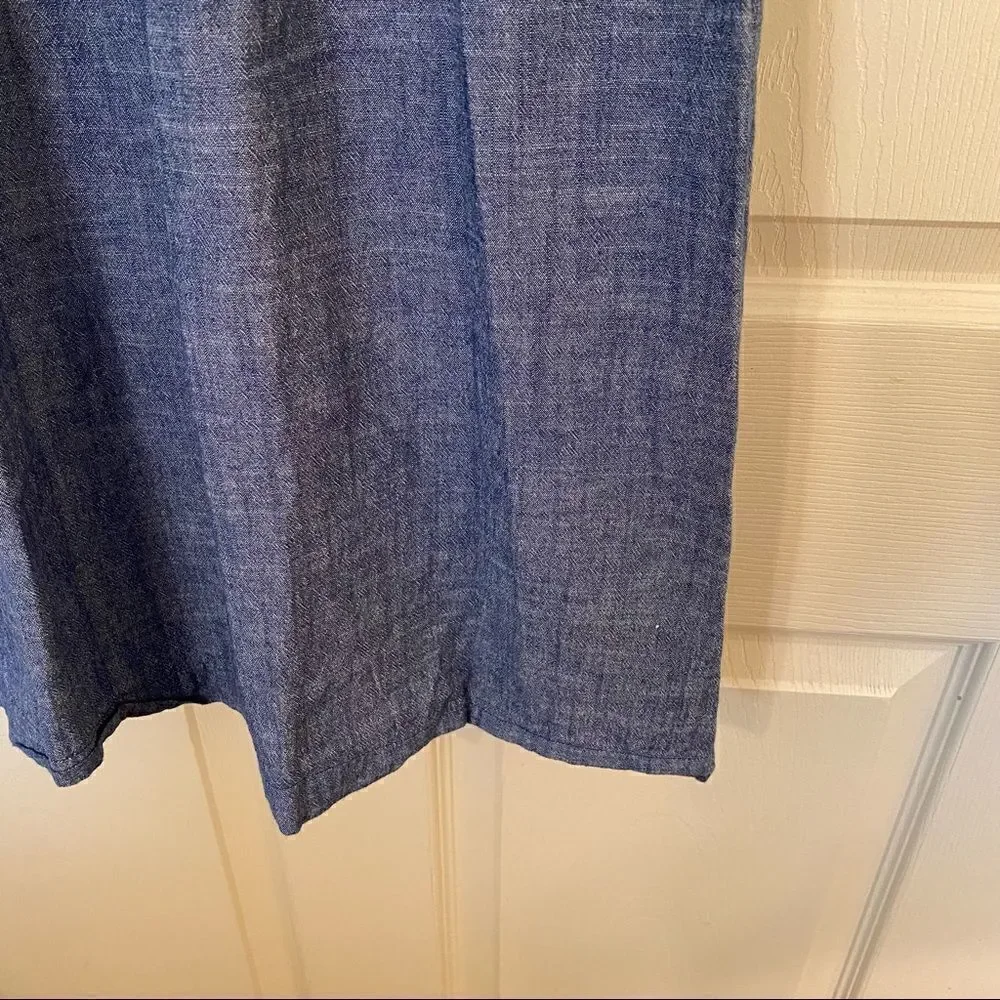 Merona Womens A Line Dress Blue Chambray Keyhole Back Scoop Neck Sleeveless - Picture 2 of 6